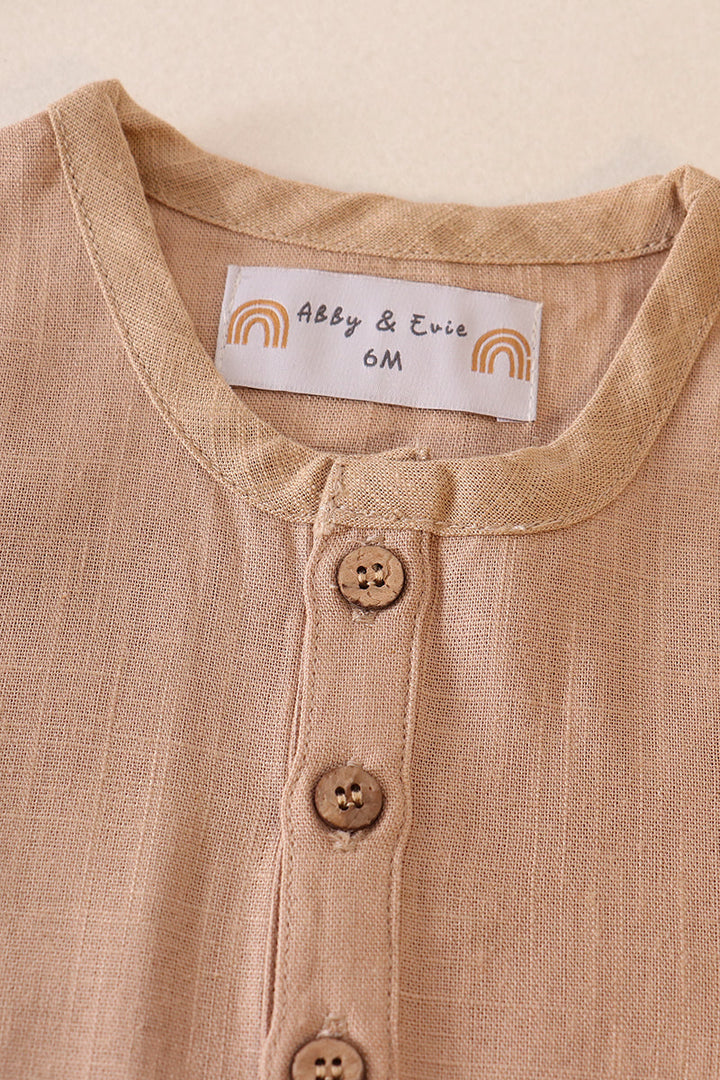 Khaki Button Down Baby Bubble