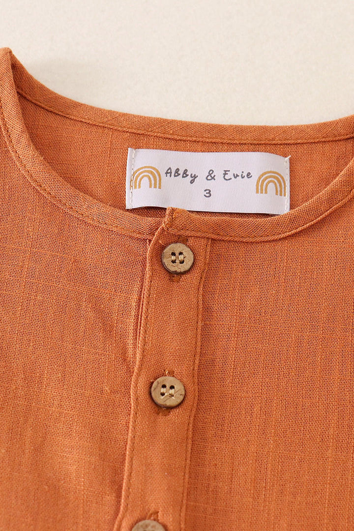 Brown Button Linen Top