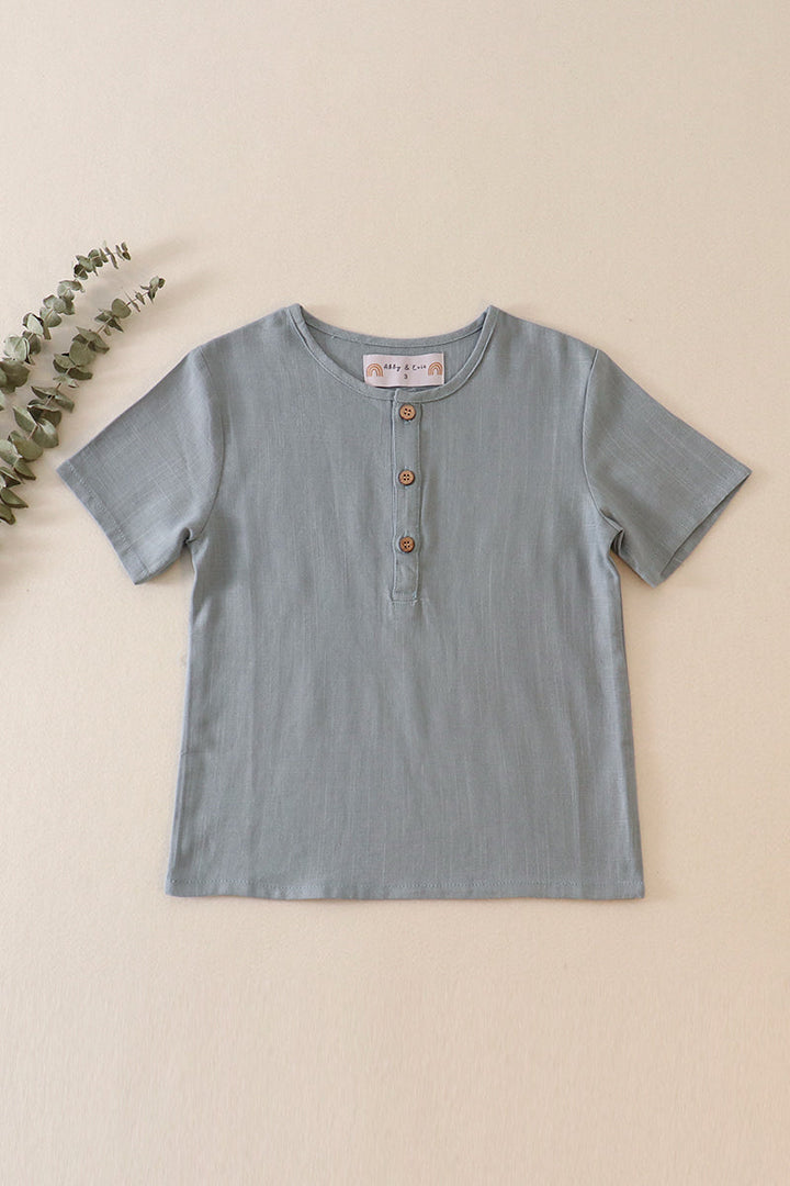 Teal Button Linen Top