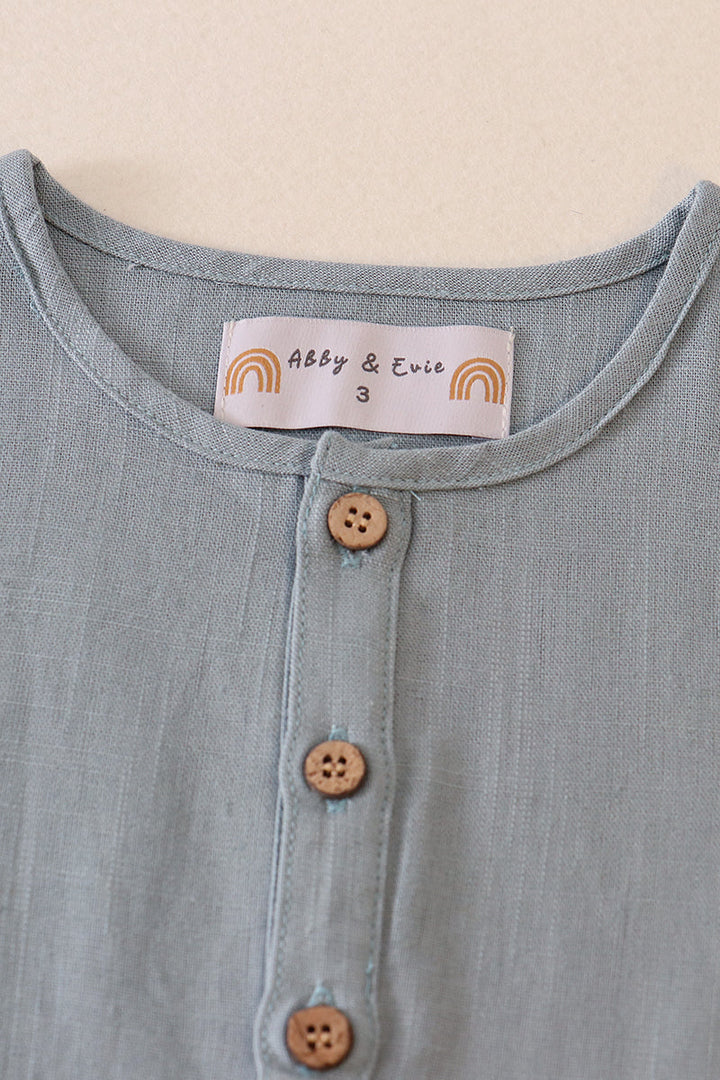 Teal Button Linen Top