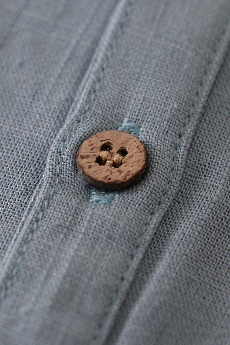 Teal Button Linen Top