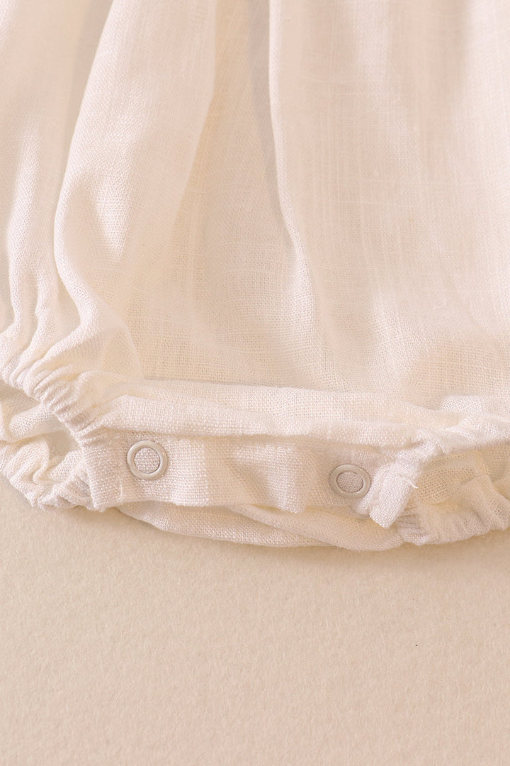 White Strap Ruffle Linen Girl Bubble