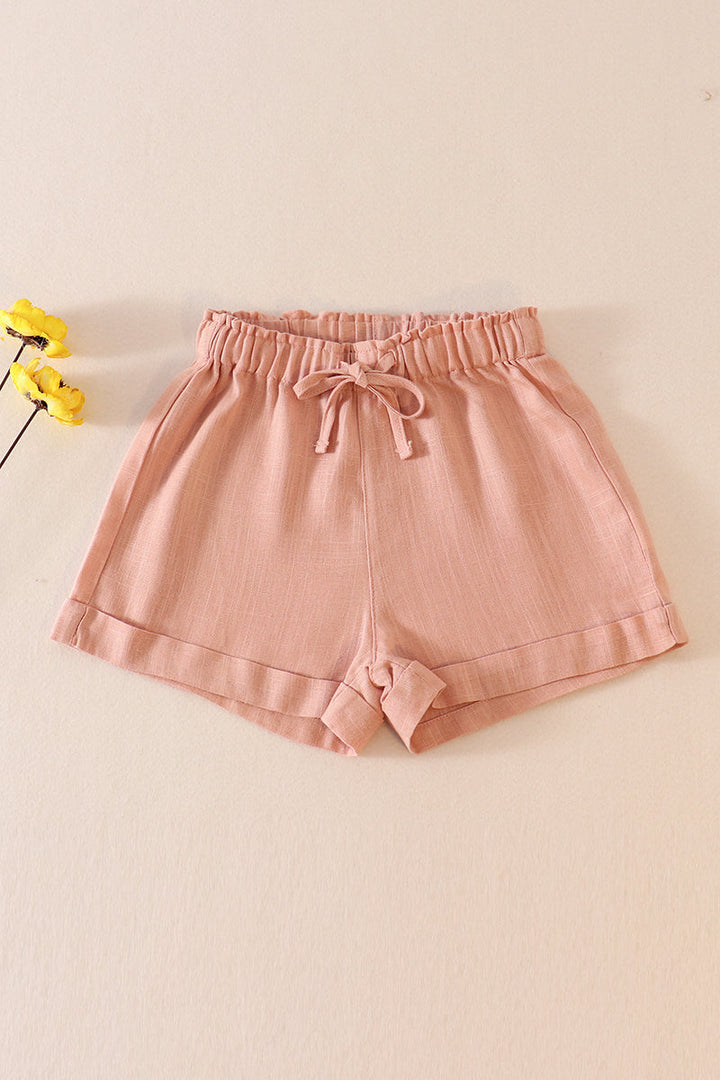 Peach Linen Girl Shorts