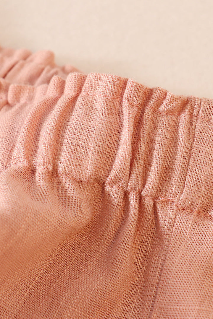 Peach Linen Girl Shorts