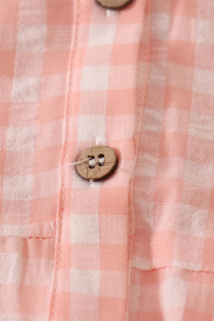 Blush Plaid Linen Button Dress