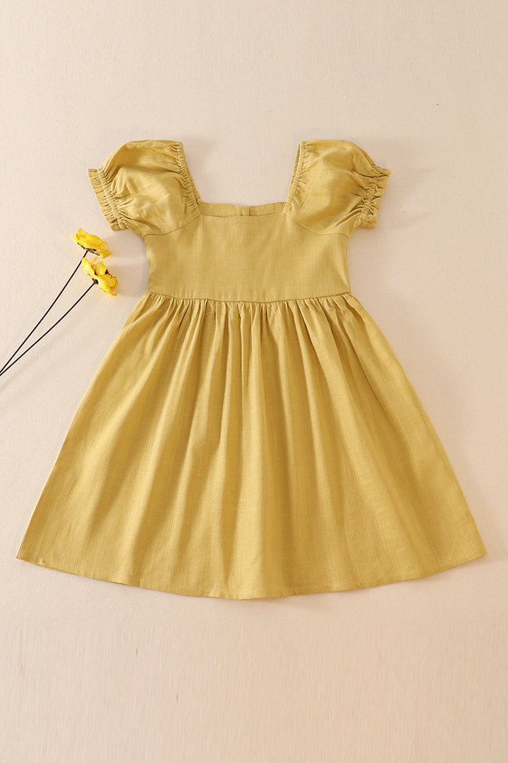 Lemon Linen Button Dress