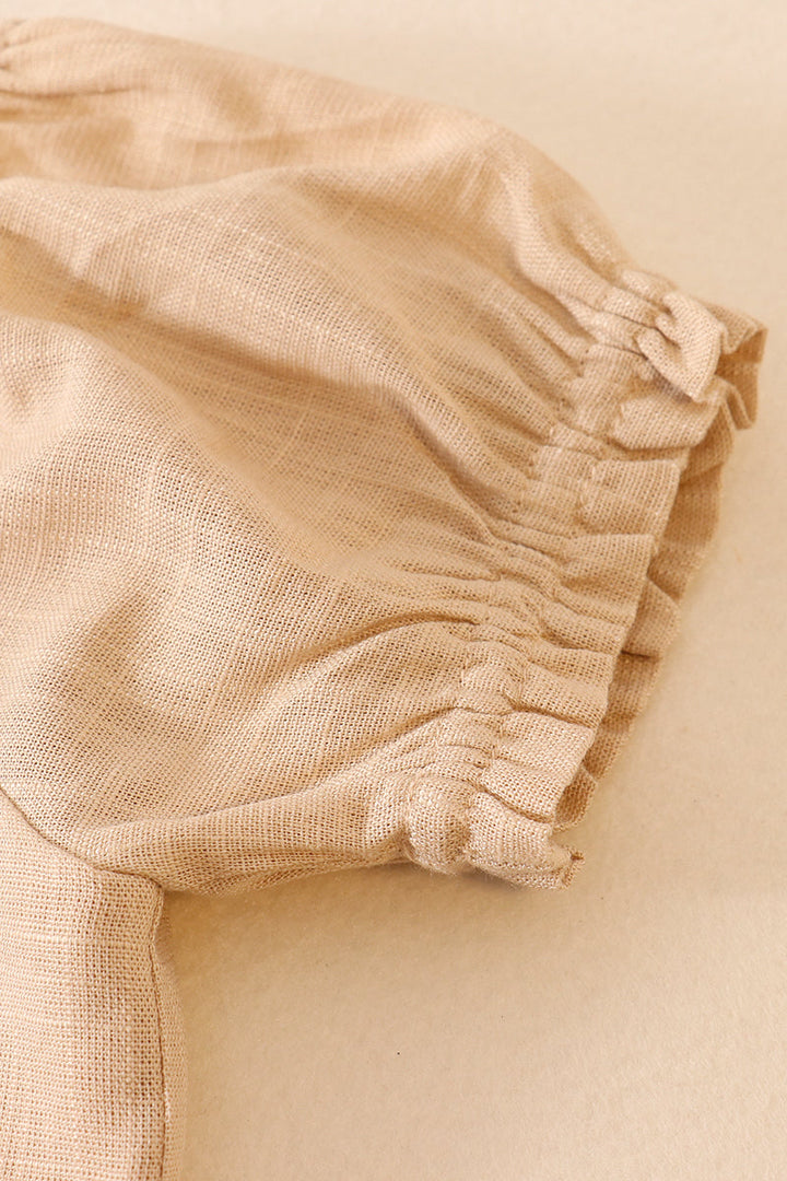 Beige Linen Button Dress