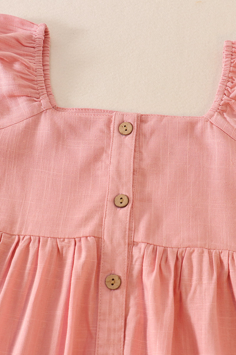 Pink Linen Button Dress