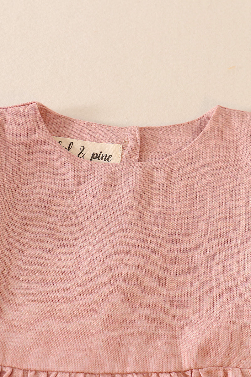 Pink Linen Ruffle Dress