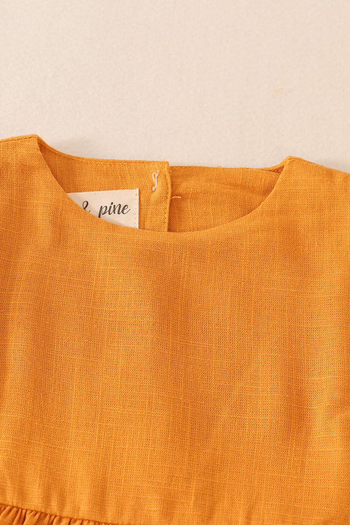 Mustard Linen Ruffle Dress