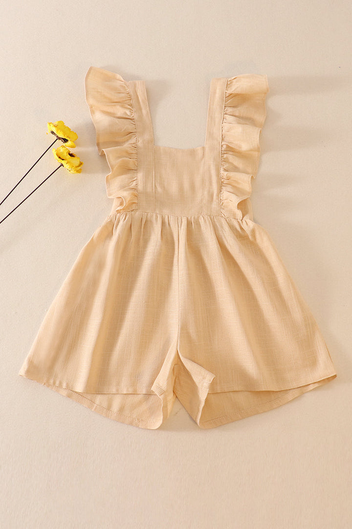 Cream Girl Ruffle Jumpsuit