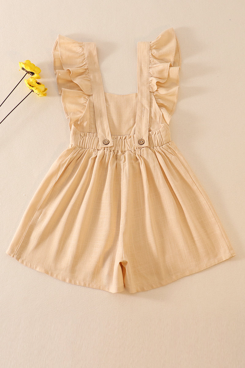 Cream Girl Ruffle Jumpsuit