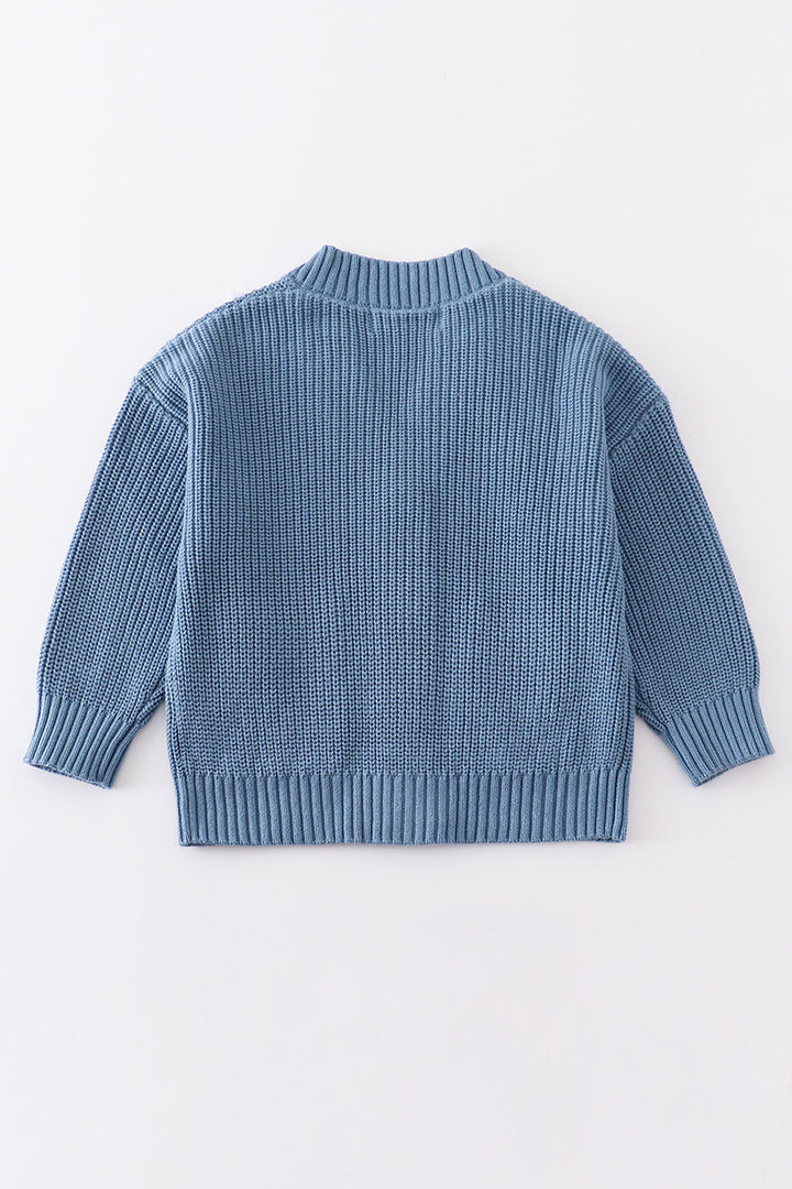 Blue Pocket Cardigan Sweater