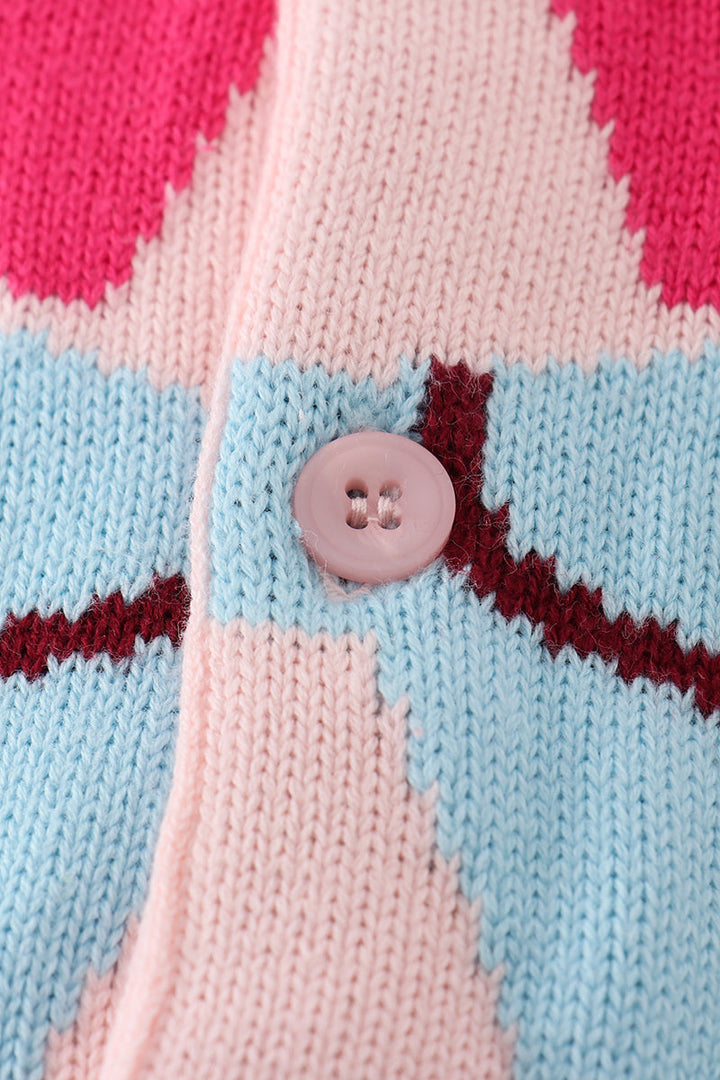 Pink Bow Tie Cardigan Sweater