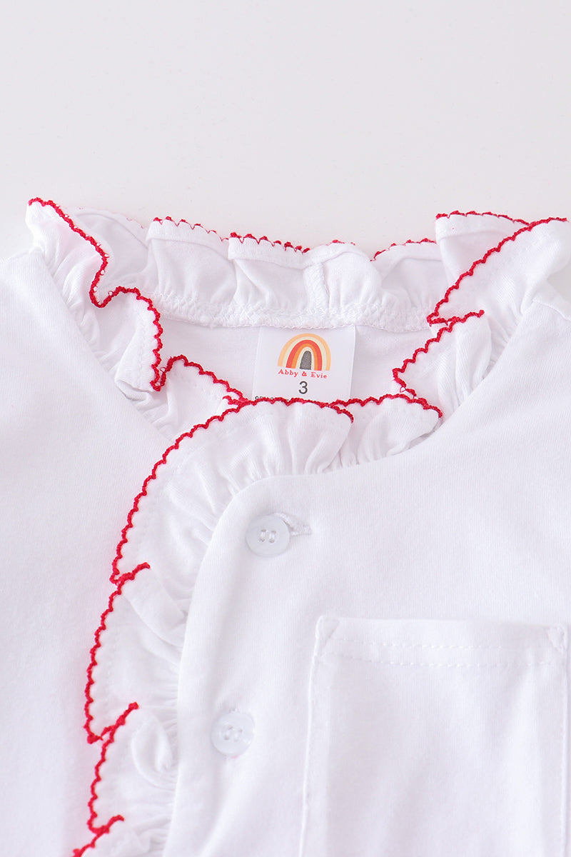 Premium White Pocket Girl Pajamas Set