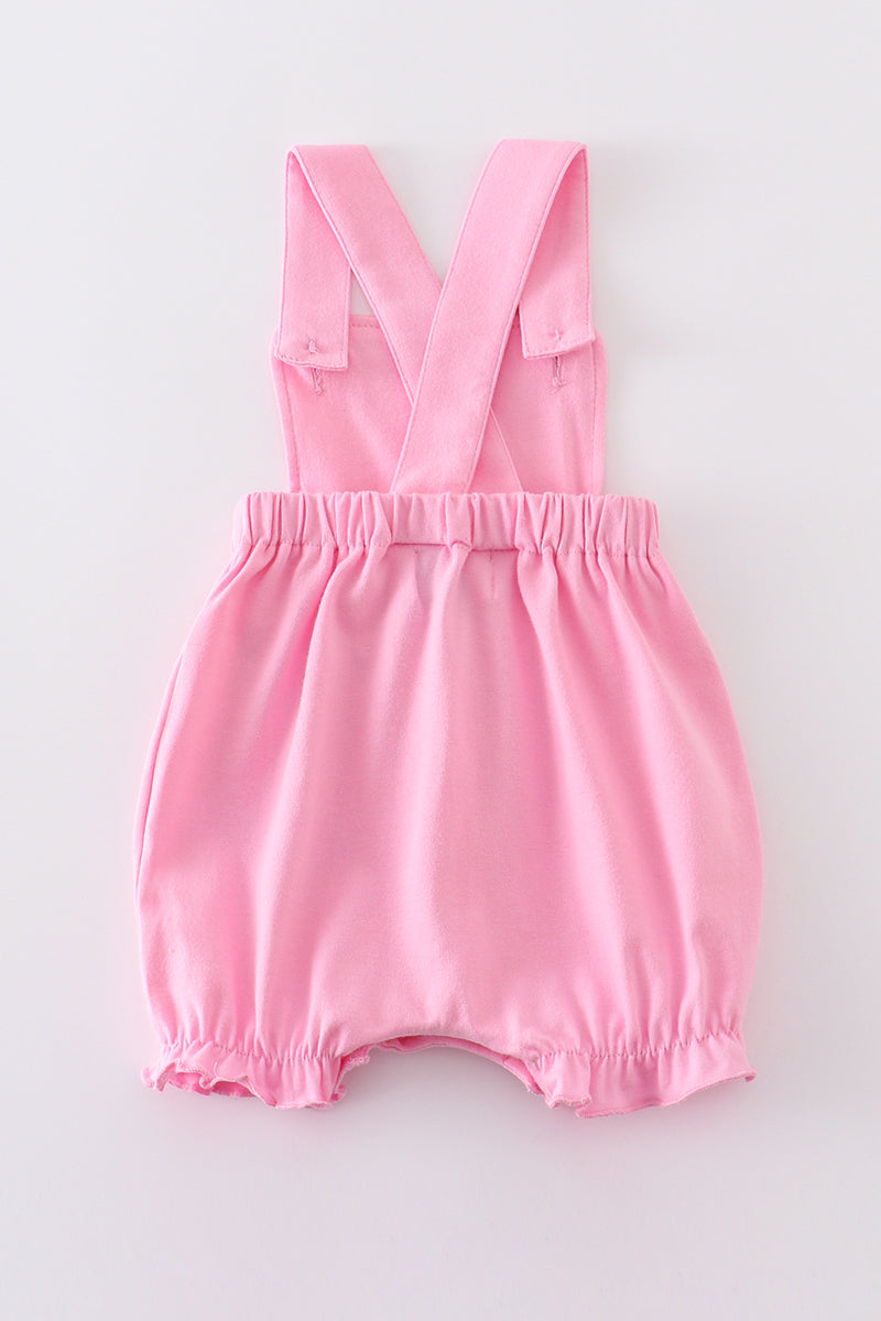 Premium Pink Dog Applique Girl Romper