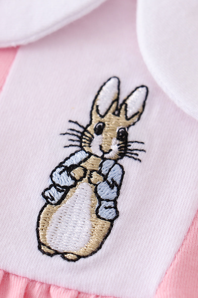 Premium Pink Easter Bunny Embroidery Dress