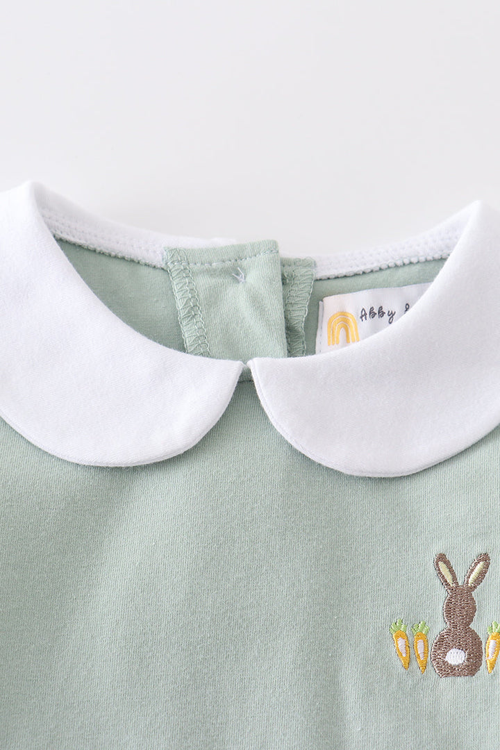 Premium Sage Easter Bunny Embroidery Boy Top