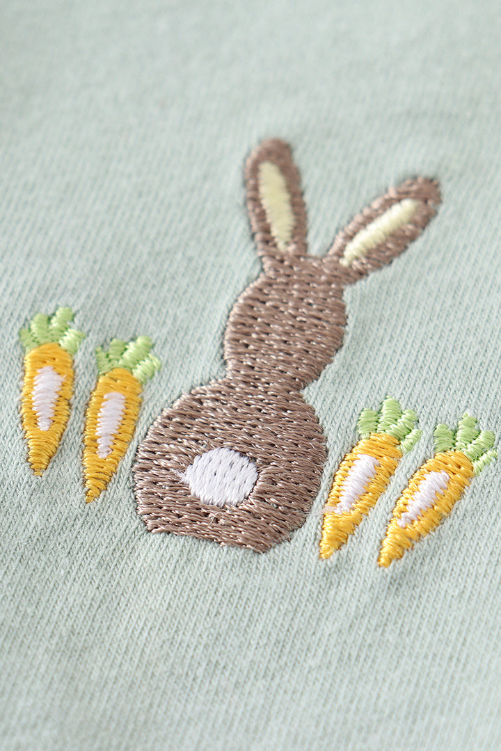 Premium Sage Easter Bunny Embroidery Boy Top