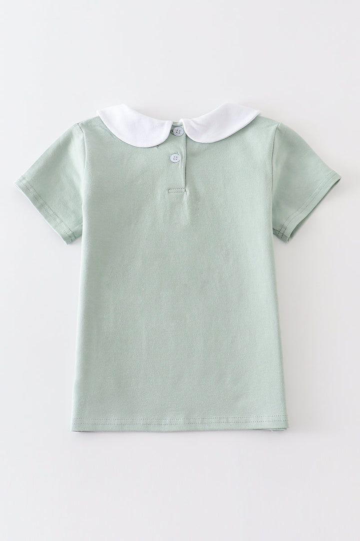 Premium Sage Easter Bunny Embroidery Boy Top