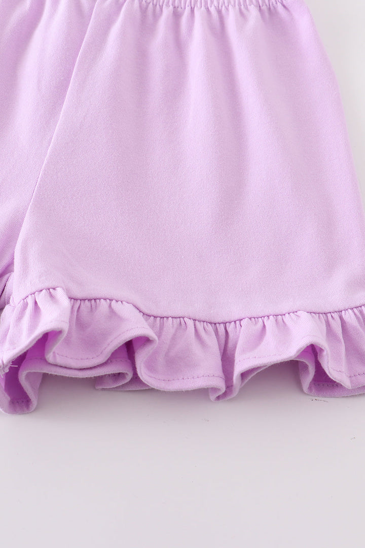 Premium Purple Basic Ruffle Shorts