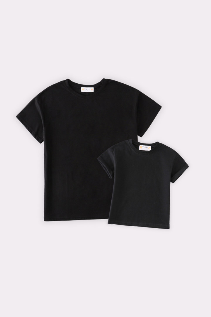 Premium Black Basic T-shirt Kids And Adult