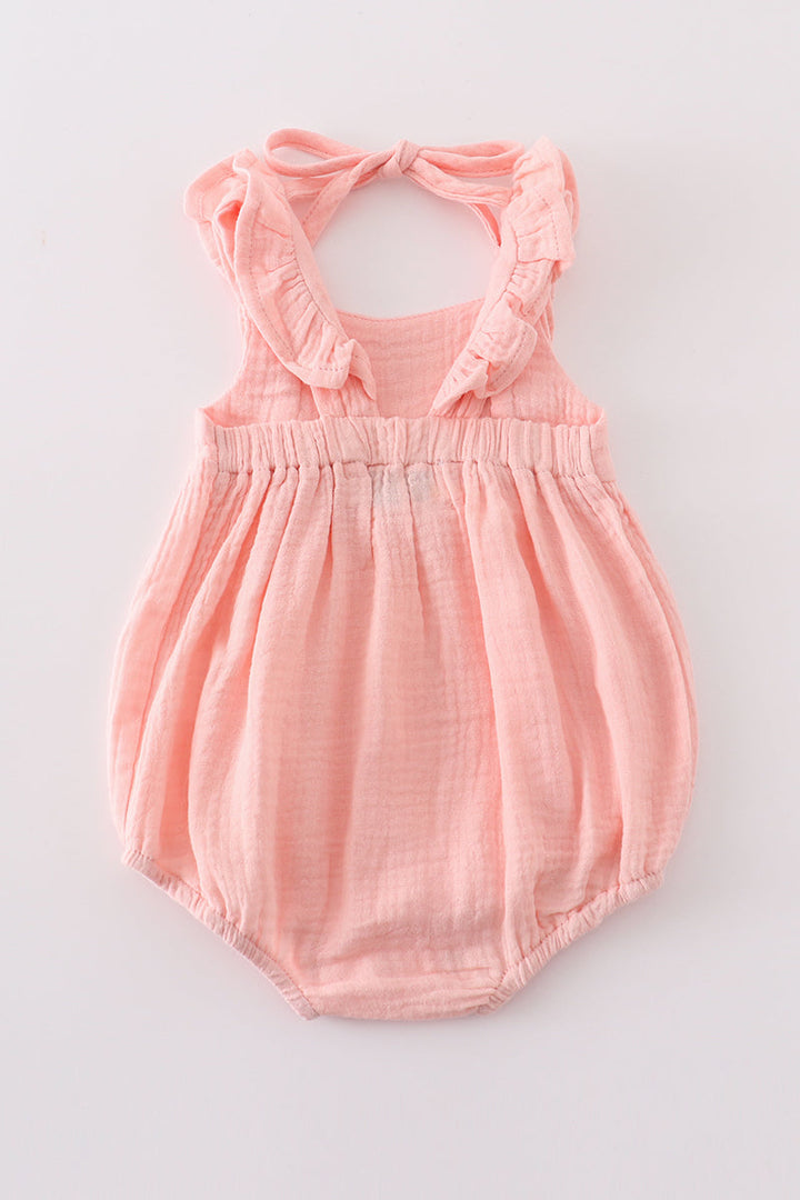 Premium Pink Muslin Ruffle Bubble