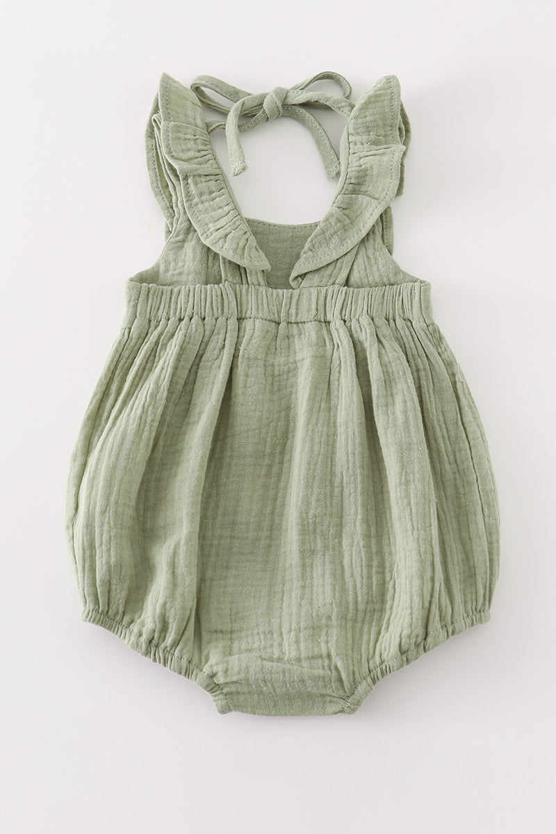 Premium Sage Muslin Ruffle Bubble