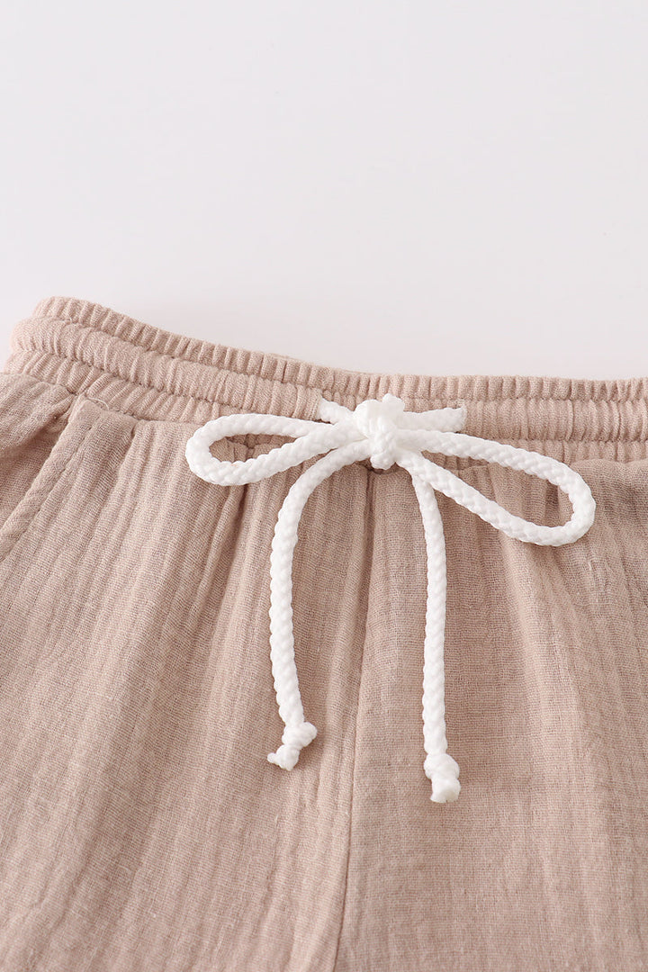 Premium Beige Muslin Boy Shorts Set