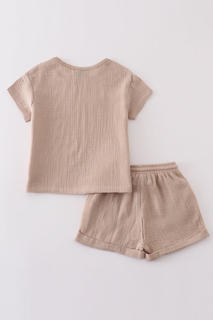 Premium Beige Muslin Boy Shorts Set