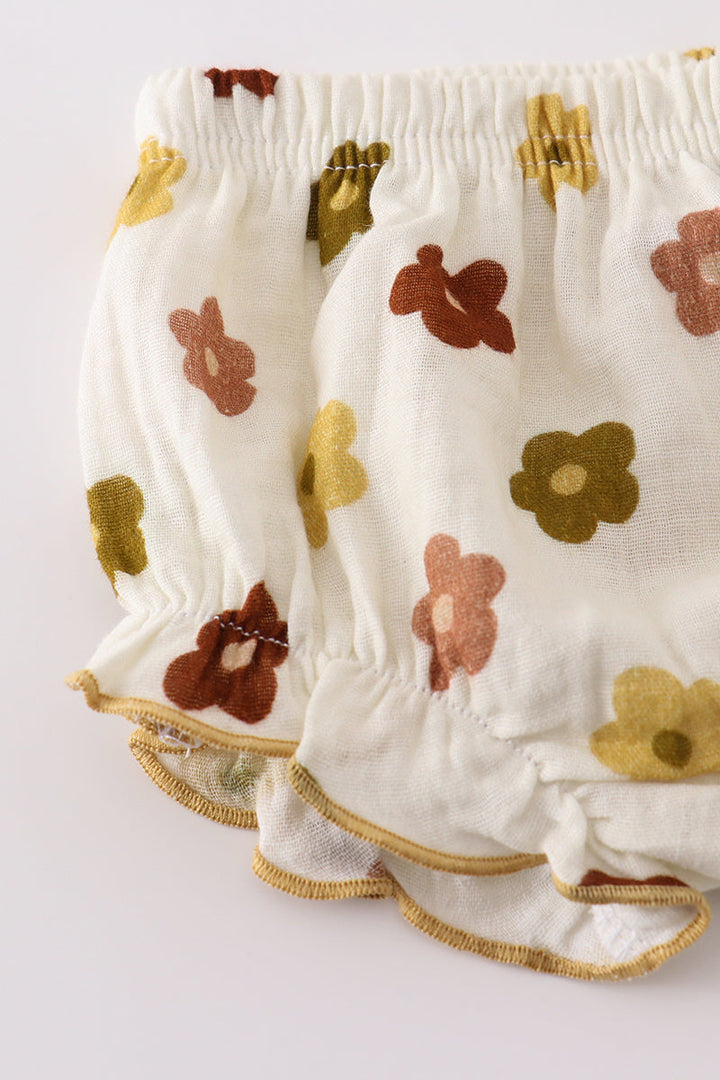 Premium Organic Muslin Floral Smocked Baby Set