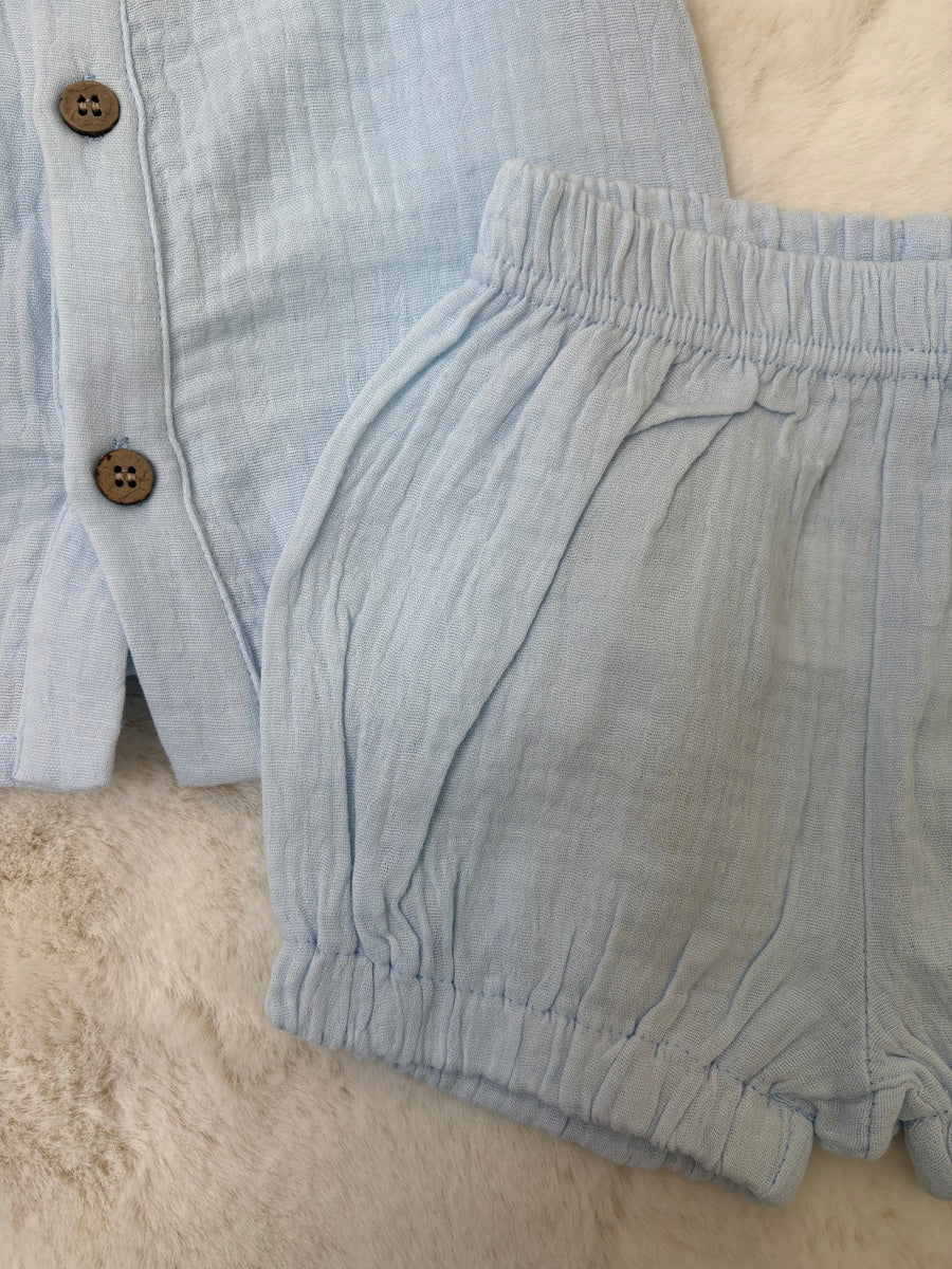 Premium Sky Muslin Boy Shorts Set