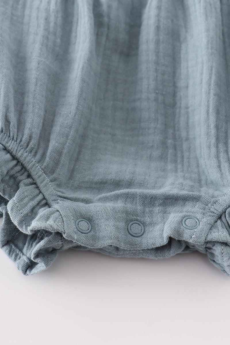 Premium Blue Muslin Ruffle Bubble