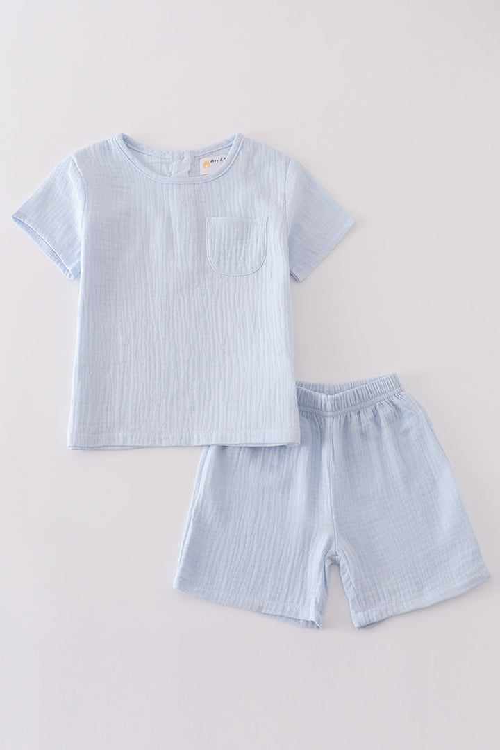 Premium Sky Muslin Boy Shorts Set