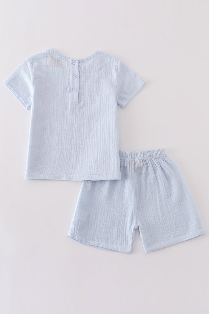 Premium Sky Muslin Boy Shorts Set