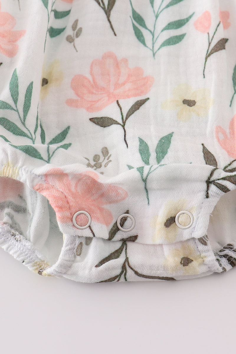 Premium Pink Muslin Floral Girl Bubble