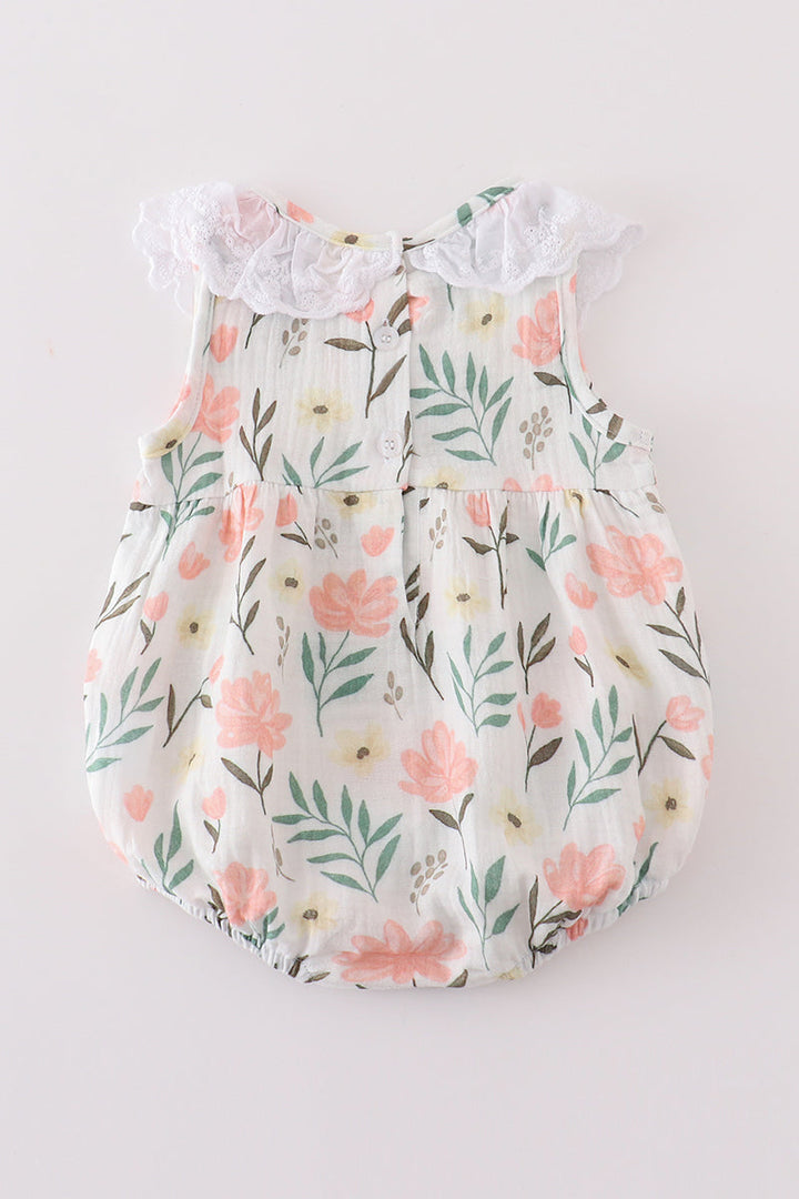 Premium Pink Muslin Floral Girl Bubble