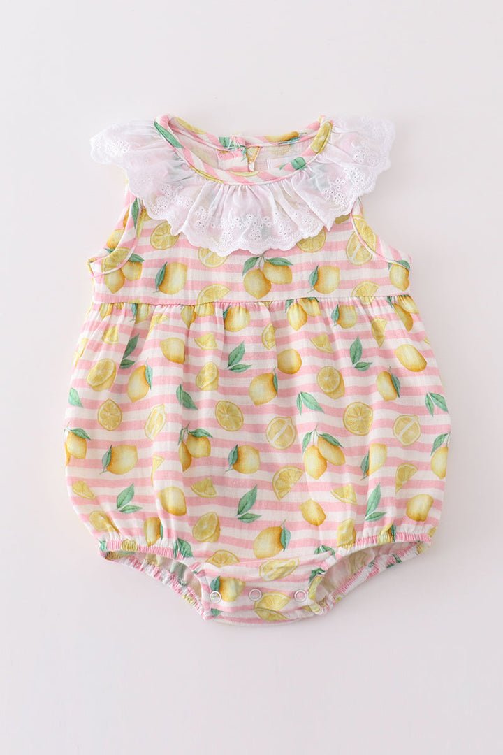 Premium Pink Muslin Stripe Lemon Bubble