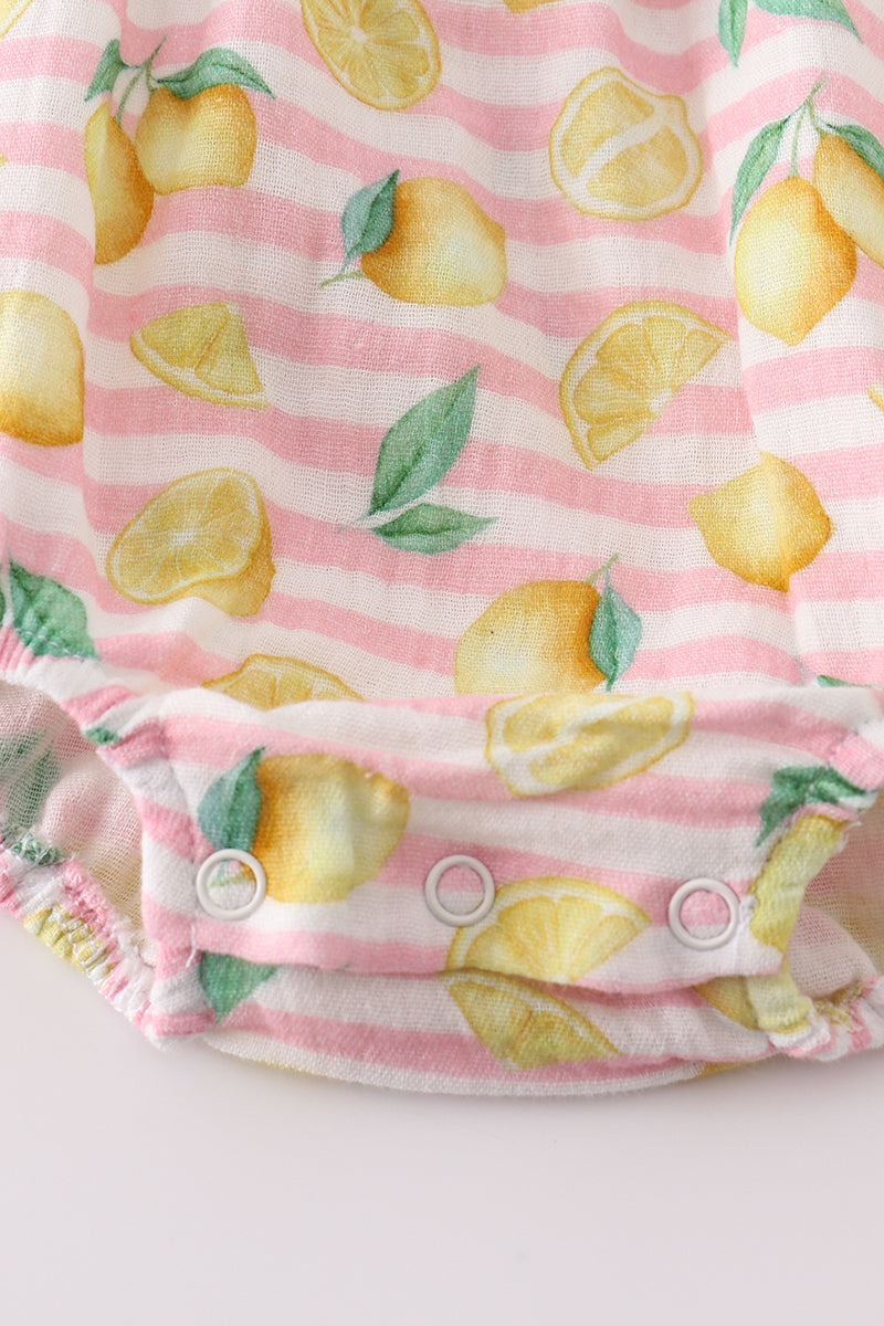 Premium Pink Muslin Stripe Lemon Bubble