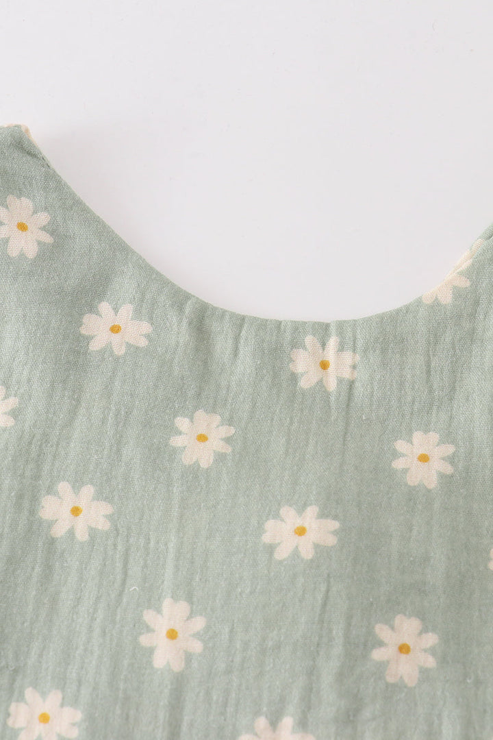 Premium Sage Muslin Daisy Girl Set