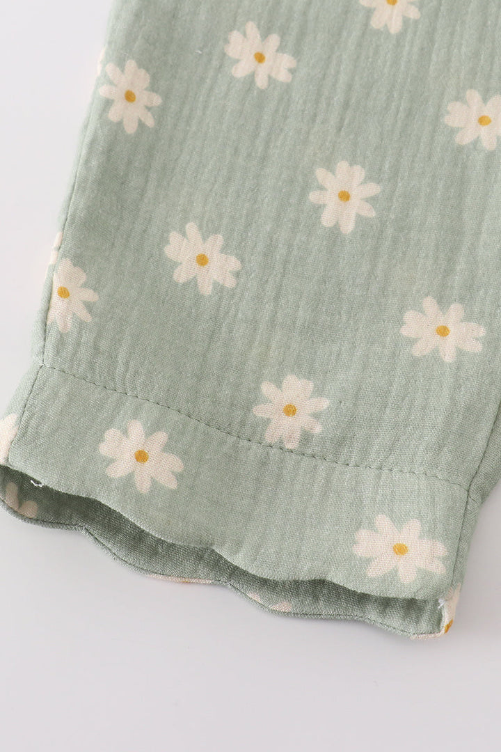 Premium Sage Muslin Daisy Girl Set