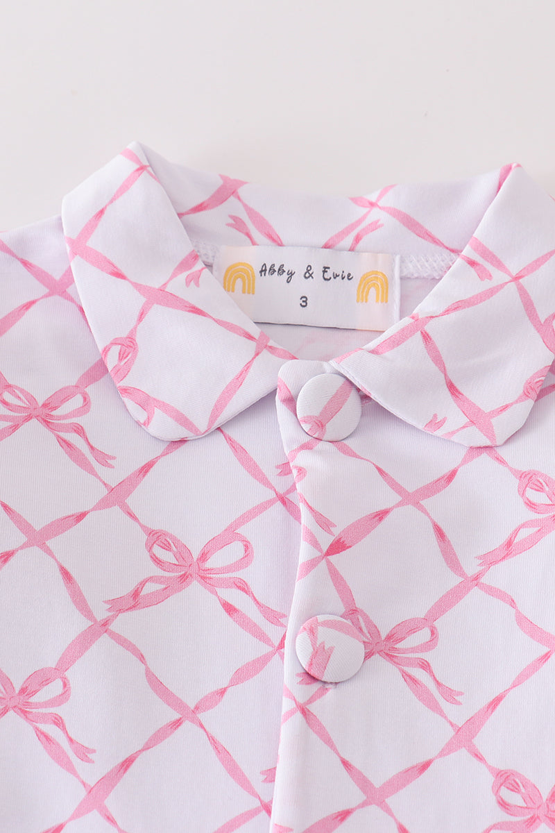 Pink Bow Tie Girl Pajama Set