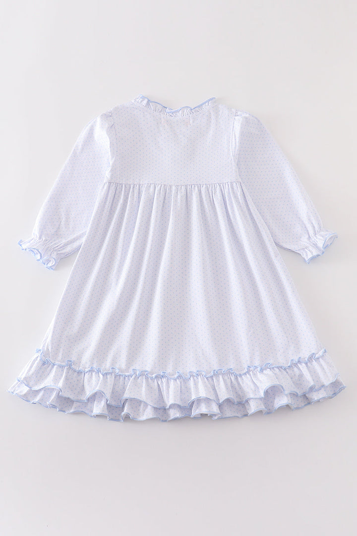 Blue Dot Ruffle Dress