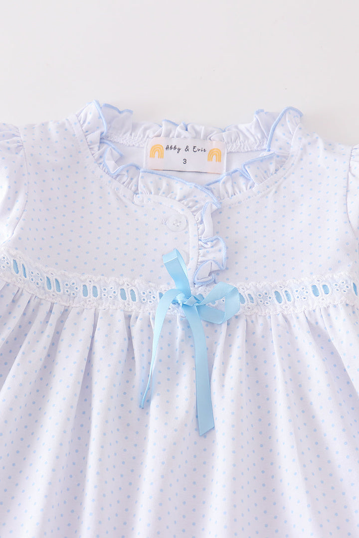 White Bow Ruffle Girl Set