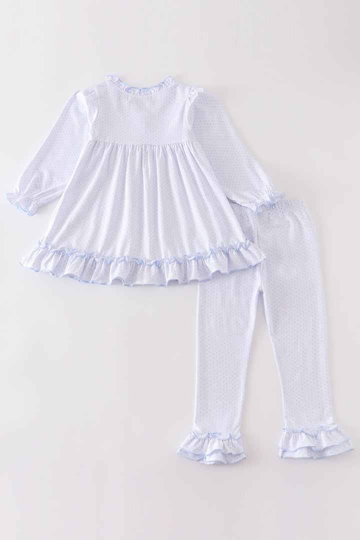 White Bow Ruffle Girl Set