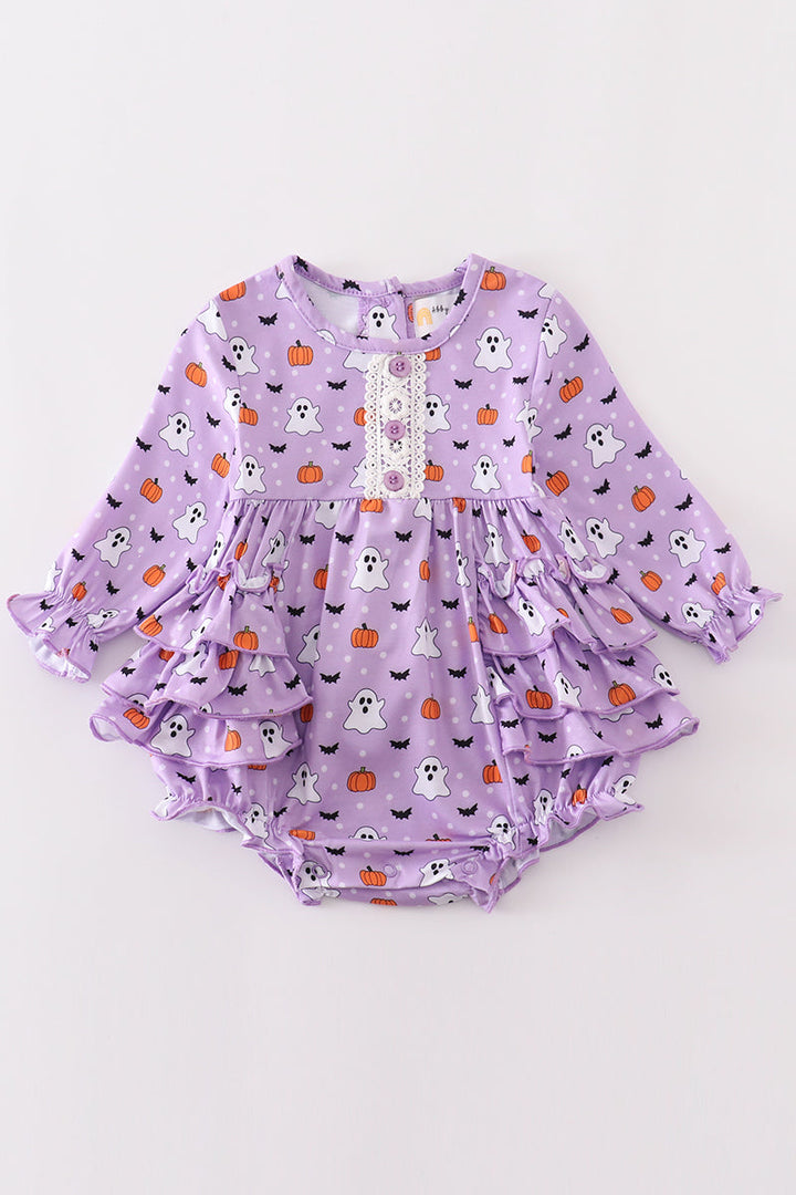 Purple Halloween Print Girl Bubble