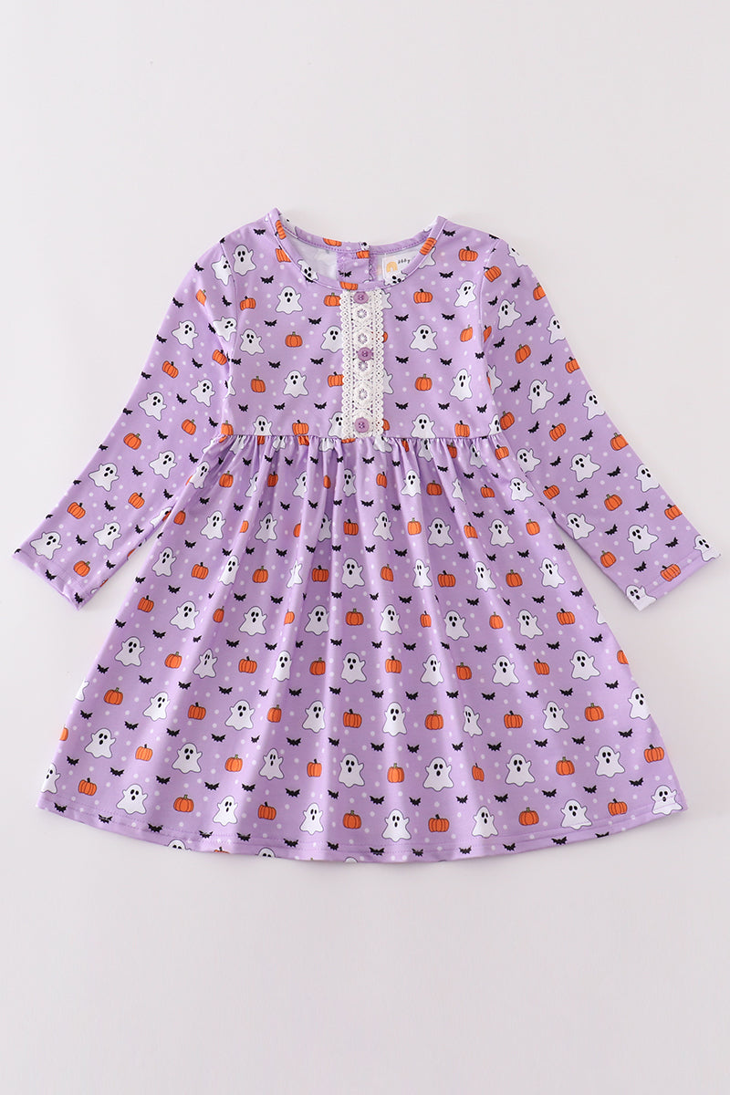 Purple Halloween Print Dress