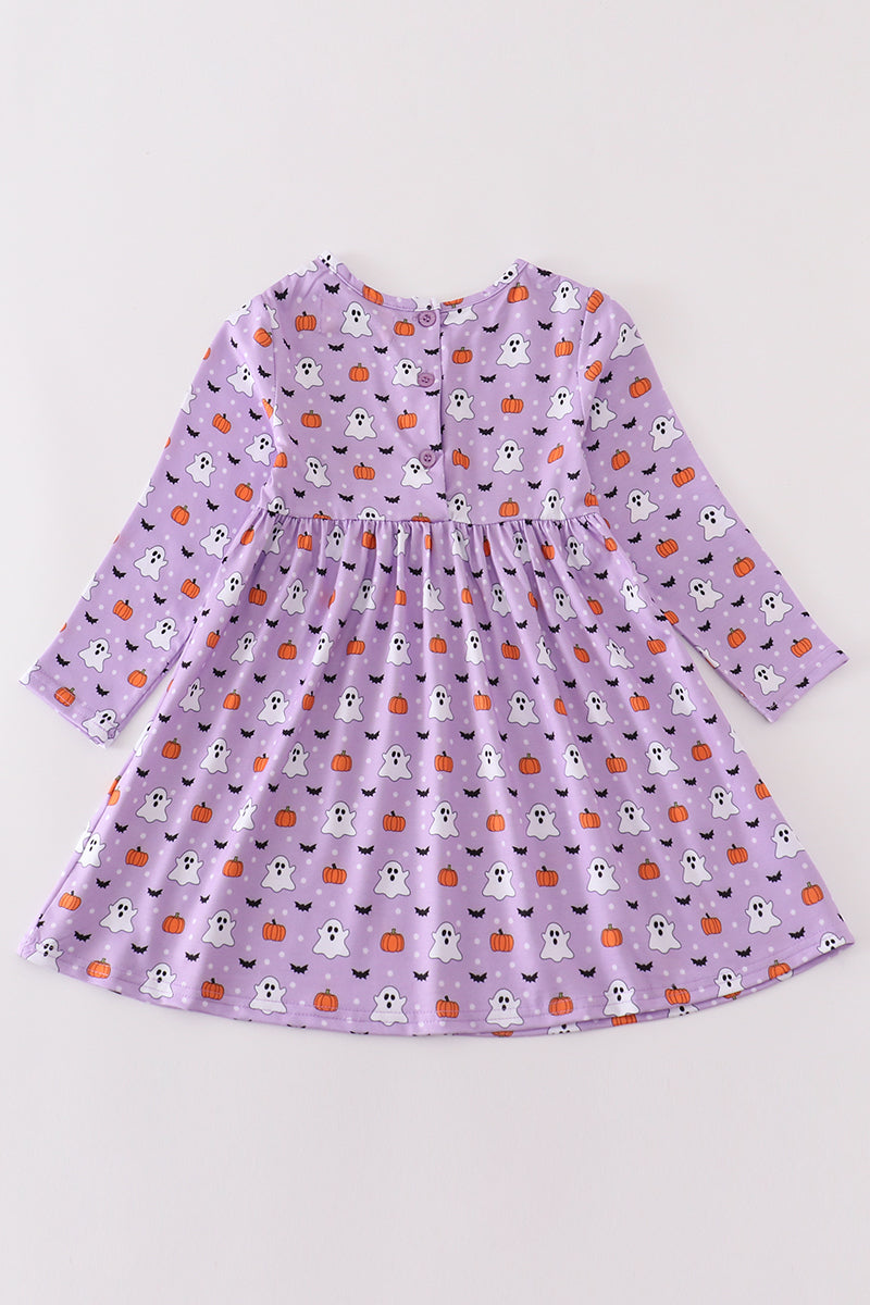 Purple Halloween Print Dress