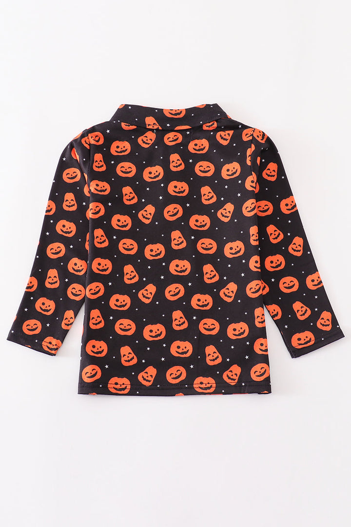 Orange Halloween Pumpkin Button Down Shirt