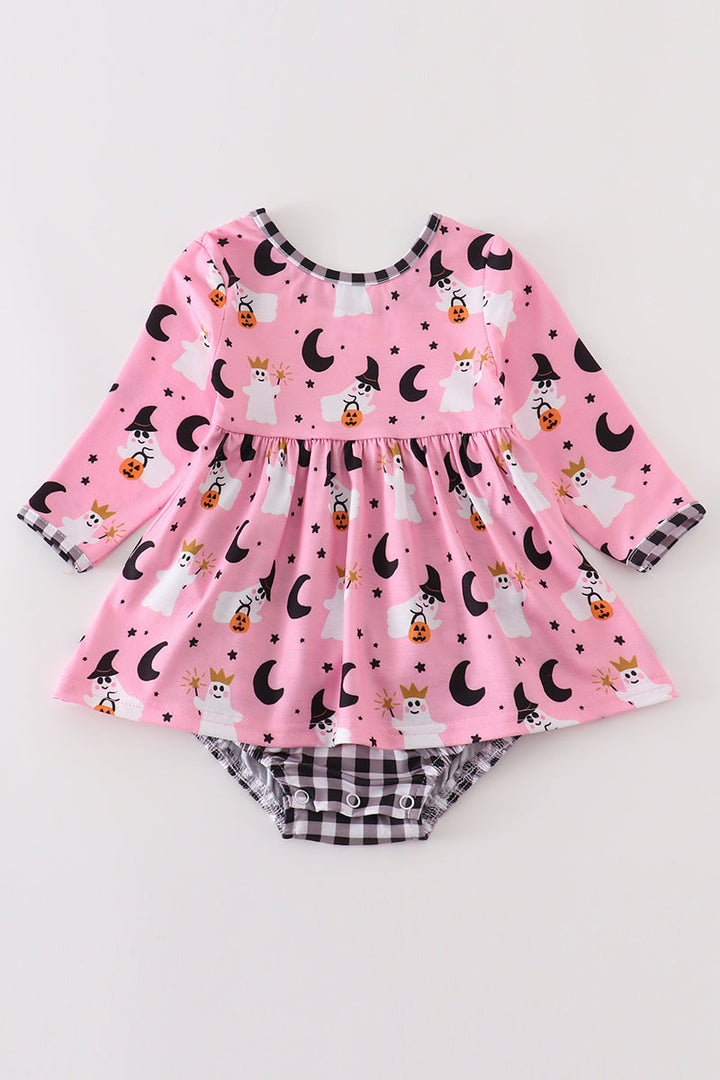 Pink Halloween Ghost Girl Romper